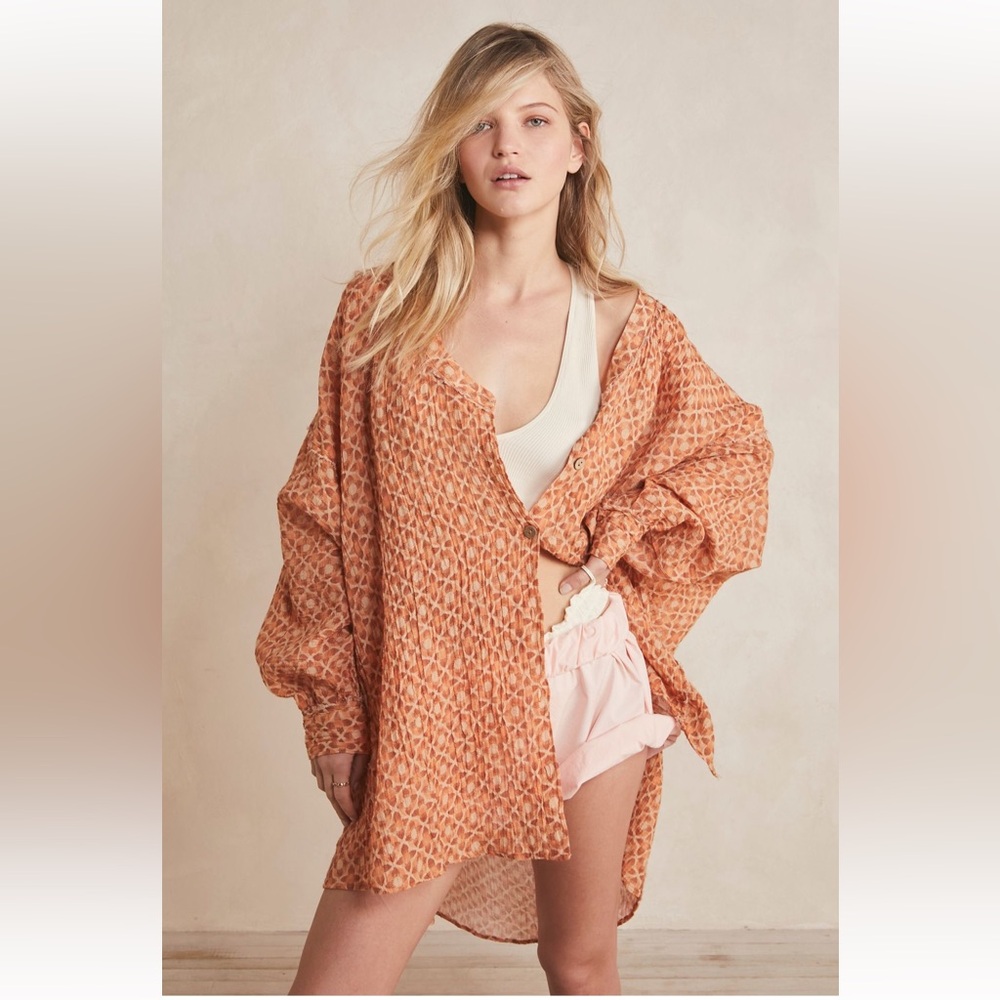 NWT FREE PEOPLE LINEN DAYDREAM SLEEP SHIRT | SMALL